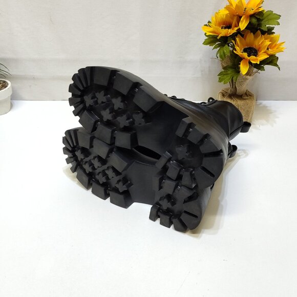 Steve Madden Maddox Platform Block Moto Combat Boot Size 8M Lace-Up Side Zipper - Picture 6 of 8